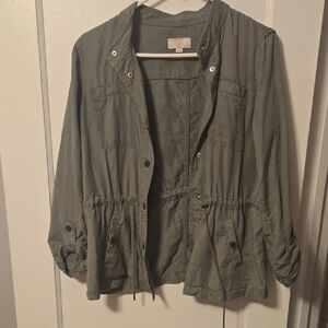 Loft Green Utility Jacket with Drawstring Waist